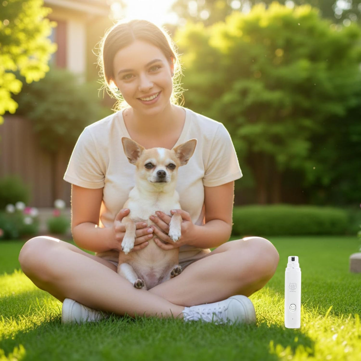 Dog Nail Grinder with LED Light – Quiet Rechargeable Pet Nail Trimmer for Small Medium Large Dogs & Cats, 2 Speed Electric Grinder, 3 Grinding Ports, Low Noise Grooming Tool ()