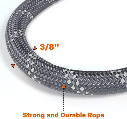 Rope Dog Leash for Small Medium Dogs, 5 FT Padded Handle, Grey