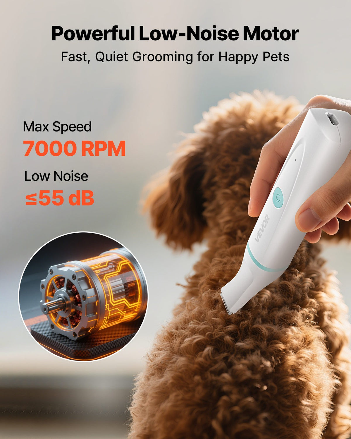 VEVOR Dog Clipper Trimmers Rechargeable Electric Pet Grooming Kit Quiet Cordless